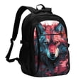 thumbnail image 1 of Yiaed Red Flame Wolf Head Print Laptop Backpack,Business Travel Durable Laptops Backpack with USB Charging Port,Water Resistant College Computer Bag, 1 of 5