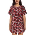 thumbnail image 1 of Yiaed Red Floral Print Short Sleeve Pajama Sets for Women Casual Crew Neck 2 Piece Lounge Sets Women's Short-Sleeved Pajama-3X-Large, 1 of 5