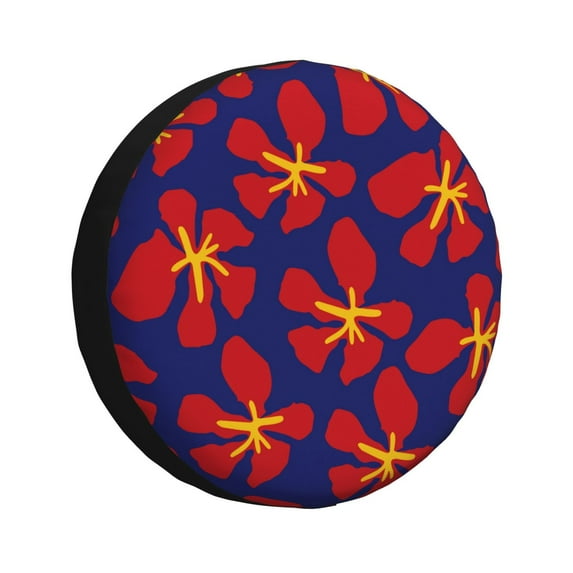Yiaed Red Floral Print Print Tire Wheel Cover, tire covers for trailers,rv wheel covers,rv tire covers, camper tire covers,tire covers for cars-17 inch
