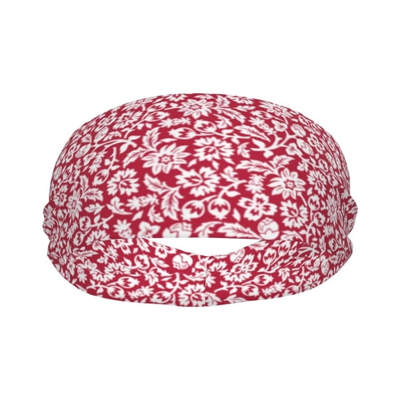 Yiaed Red Flowers Print Sports Headbands,Moisture Wicking Workout Headband, Sweatband Headbands for Running,Cycling for Women and Men
