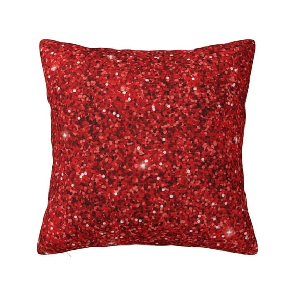 Yiaed Red Glitter Print Pillow Covers Super Soft Decorative Square Throw Pillow Covers Case Cushion Covers for Sofa Couch Bedroom Car Decor（No pillow core）-16"x16"