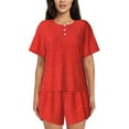 thumbnail image 1 of Yiaed Red Glitter Print Short Sleeve Pajama Sets for Women Casual Crew Neck 2 Piece Lounge Sets Women's Short-Sleeved Pajama-3X-Large, 1 of 1
