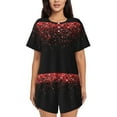 thumbnail image 1 of Yiaed Red Glitter1 Print Short Sleeve Pajama Sets for Women Casual Crew Neck 2 Piece Lounge Sets Women's Short-Sleeved Pajama-4X-Large, 1 of 1