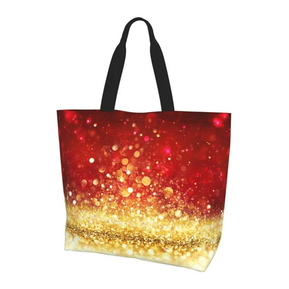 Yiaed Red Gold Glitter Print Handbag for Women Tote Purse Shoulder Bag Large Fashion Hobo Purse Handbag Shopping Tote