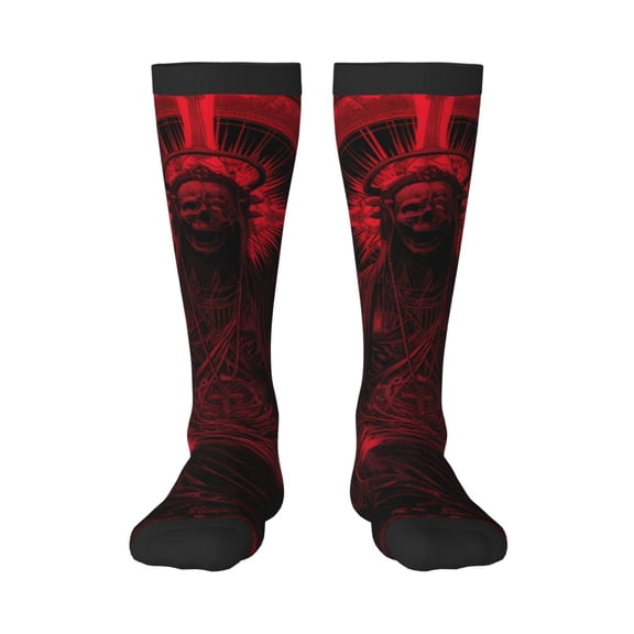 Yiaed Red Gothic Skeleton Throne Print Great elasticity Adult Stockings Sports socks for Men and Women