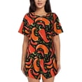thumbnail image 1 of Yiaed Red Hot Chili Print Short Sleeve Pajama Sets for Women Casual Crew Neck 2 Piece Lounge Sets Women's Short-Sleeved Pajama-Small, 1 of 5