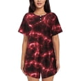 thumbnail image 1 of Yiaed Red Line Print Short Sleeve Pajama Sets for Women Casual Crew Neck 2 Piece Lounge Sets Women's Short-Sleeved Pajama-Small, 1 of 5