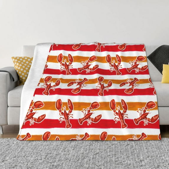 Yiaed Red Lobster Print Blanket Throw Blanket Soft Cozy Flannel Blanket for Home Bed Sofa Couch Chair-60"x50"