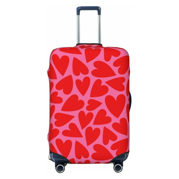 Yiaed Red Love Heart Print Travel Luggage Cover Suitcase Protector Fits 18-32 Inch Luggage Wheel Covers Patterned Elastic Luggage Anti-scratch(No luggage)-Small