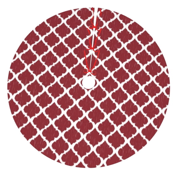 Yiaed Red Moroccan Print Christmas Tree Skirt , Tree SkirtsTree Mat for Christmas Winter Holiday Indoor Decorations-30"