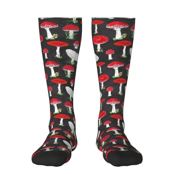 Yiaed Red Mushrooms Print Great elasticity Adult Stockings Sports socks for Men and Women