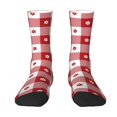 thumbnail image 1 of Yiaed Red Plaid Daisy Print Great elasticity Crew Socks Sports socks for Men and Women, 1 of 5