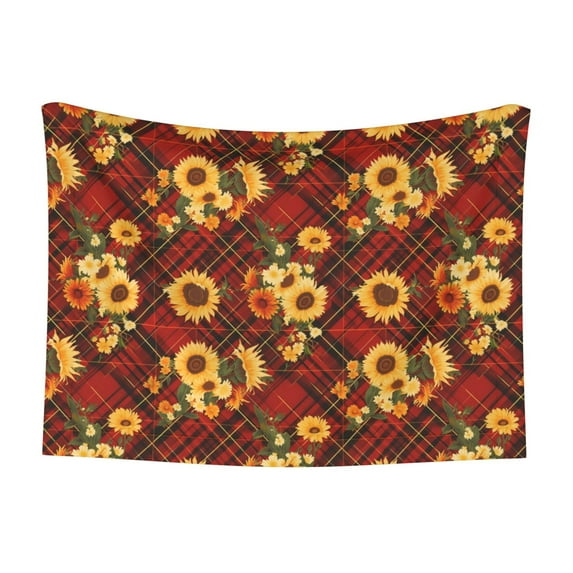 Yiaed Red Plaid Sunflower Print Dog Blankets-Cat Blanket Washable for Couch Protection,Puppy Blanket, Soft Plush Reversible Throw Furniture Protector-