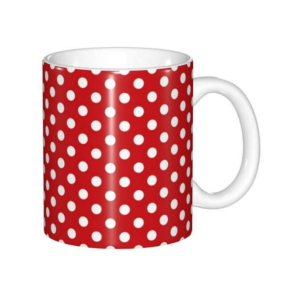Yiaed Red Polka Dot Print Ceramics Coffee,Large Handle Design,Extra Large Tea and Coffee Cup for Office and Home Mugs