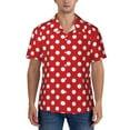 thumbnail image 1 of Yiaed Red Polka Dot Print Hawaiian Shirt for Men Short Sleeve Button Down Shirts Beach Shirts for Men-Large, 1 of 5