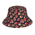thumbnail image 1 of Yiaed Red Rose Flower Print Reflective Stripe Bucket Hat Unisex Funny Outdoor Fisherman Cap Beach Sun Hat, 1 of 5