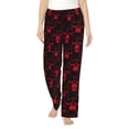thumbnail image 1 of Yiaed Red Skulls 2 Print Womens Lounge Pants, Loose PJ Bottoms, Long Pajama Pants for Women-Small, 1 of 6