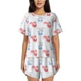 thumbnail image 1 of Yiaed Red Squirrel And Blue Rabbit Print Short Sleeve Pajama Sets for Women Casual Crew Neck 2 Piece Lounge Sets Women's Short-Sleeved Pajama-4X-Large, 1 of 1
