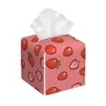 thumbnail image 1 of Yiaed Red Strawberry Print Tissue Box Cover, PU Leather Decorative Organizer for Tabletop, Bathroom, Car, Office Creative Decorative, 1 of 7