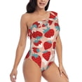 thumbnail image 1 of Yiaed Red Strawberry Print Women One Piece Swimsuits Tummy Control One Shoulder Bathing Suits Pattern Ruffle Swimwear-Small, 1 of 1