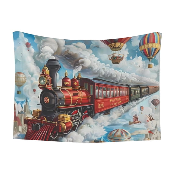 Yiaed Red Train Hot Air Balloon Print Dog Blankets-Cat Blanket Washable for Couch Protection,Puppy Blanket, Soft Plush Reversible Throw Furniture Protector-Small