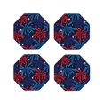 thumbnail image 1 of Yiaed Red White Blue Fireworks Print Leather Coasters for Drinks - Cup Coasters Coffee Table Kitchen Table Bar, Home & Office Gifts Handmade Drink Coasters-Octagon, 1 of 6
