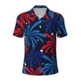 thumbnail image 1 of Yiaed Red White Blue FireworksPrint Men's Short Sleeve Polo Shirt,Golf Polo for Men Three-Button Golf Shirt Athletic Casual Collared T-Shirt- XX-Large, 1 of 7