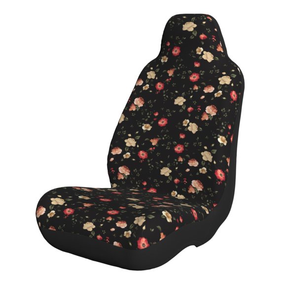 Yiaed Red White Flowers Print Car Seat Covers,Universal Auto Seats Protector Fits for Car,SUV Sedan,Truck,Automotive Seat Covers & Accessories-1