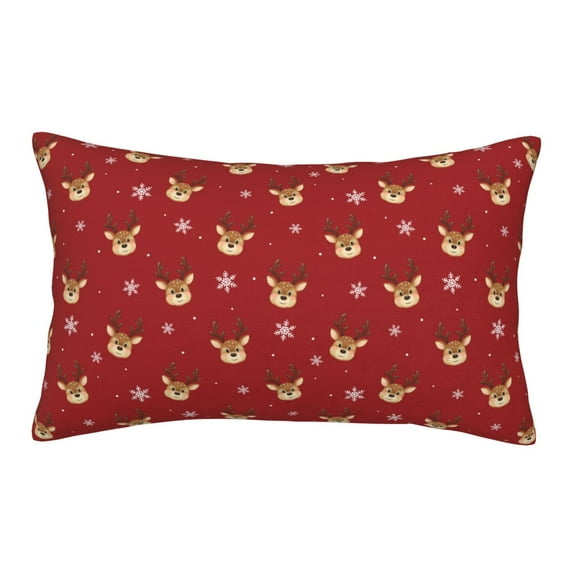 Yiaed Reindeer Faces Festive Red Print Brushed Microfiber Envelope Pillowcases, Standard,Envelope Closure Pillow Cases(Without Pillow Core)-16"x24"
