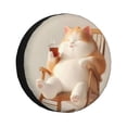 thumbnail image 1 of Yiaed Relaxing Cat With Tea Print Print Tire Wheel Cover, tire covers for trailers,rv wheel covers,rv tire covers, camper tire covers,tire covers for cars-14 inch, 1 of 6