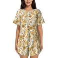 thumbnail image 1 of Yiaed Retro 70s 60s Flower Print Short Sleeve Pajama Sets for Women Casual Crew Neck 2 Piece Lounge Sets Women's Short-Sleeved Pajama-3X-Large, 1 of 1