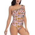 thumbnail image 1 of Yiaed Retro 70s Hippie Print Women One Piece Swimsuits Tummy Control One Shoulder Bathing Suits Pattern Ruffle Swimwear-Medium, 1 of 8