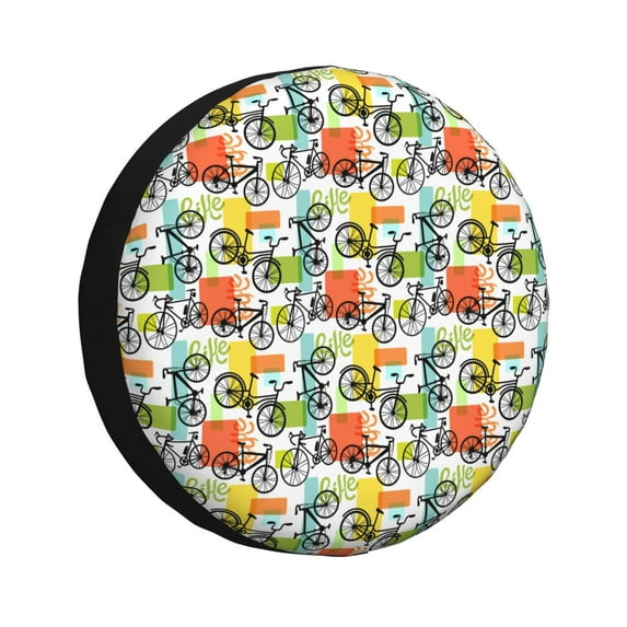 Yiaed Retro Bike Print Print Tire Wheel Cover, tire covers for trailers,rv wheel covers,rv tire covers, camper tire covers,tire covers for cars-14 inch