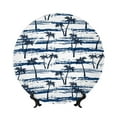 thumbnail image 1 of Yiaed Retro Coconut Tree Print Bone China Decorative Plate Ceramic Dinner Plates Art Crafts with Display Stand-7in, 1 of 6