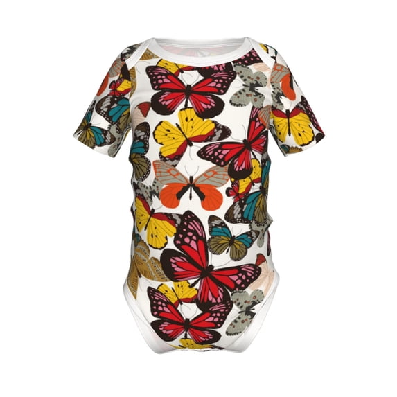 Yiaed Retro Floral Butterfly Print Infant Climbing Short Sleeve Onesie One-Piece Baby Bodysuit Clothes 0-12 Months -2 Years