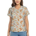 thumbnail image 1 of Yiaed Retro Floral Butterfly Print Women's T Shirt V-Neck Short Sleeve Shirt Casual Breathable Tee Summer Tops-Large, 1 of 5
