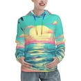thumbnail image 1 of Yiaed Retro Palm Beach Sunset Print Womens Casual Hoodies Crew Neck Long Sleeve Sweatshirts With Pocket Pullover Tops Women's Hooded Sweatshirt-Medium, 1 of 5