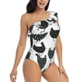 thumbnail image 1 of Yiaed Retro Rooster Print Women One Piece Swimsuits Tummy Control One Shoulder Bathing Suits Pattern Ruffle Swimwear-Large, 1 of 8