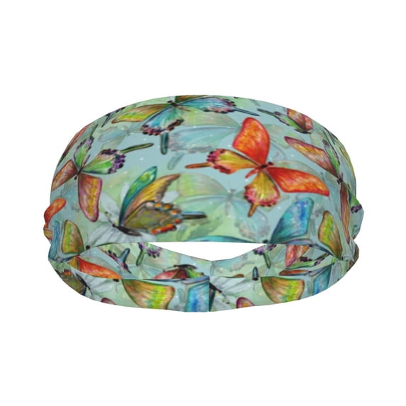 Yiaed Retro Seamless Flying Butterflies Print Sports Headbands,Moisture Wicking Workout Headband, Sweatband Headbands for Running,Cycling for Women and Men
