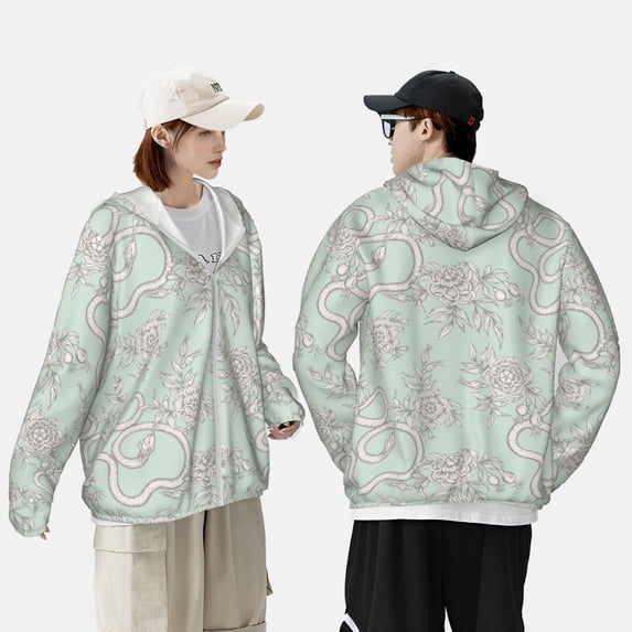 Yiaed Retro Snake Print Sun Shirts UPF 50+ Protection Hoodie Rash Guard Shirt UV Shirt Long Sleeve Fishing Outdoor Lightweightase-X-Large