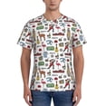 thumbnail image 1 of Yiaed Retro Style Print Mens Short Sleeve Tight Fit T-Shirt, Crewneck Casual Tee-Large, 1 of 5