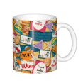 thumbnail image 1 of Yiaed Retro Summer Stamp Print Ceramics Coffee,Large Handle Design,Extra Large Tea and Coffee Cup for Office and Home Mugs, 1 of 6