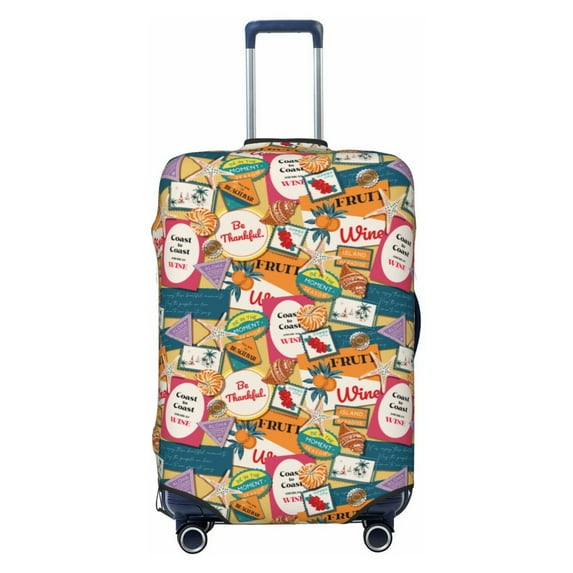 Yiaed Retro Summer Stamp Print Travel Luggage Cover Suitcase Protector Fits 18-32 Inch Luggage Wheel Covers Patterned Elastic Luggage Anti-scratch(No luggage)-X-Large