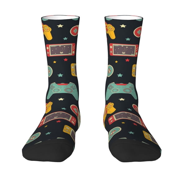 Yiaed Retro Video Game Print Great elasticity Crew Socks Sports socks for Men and Women