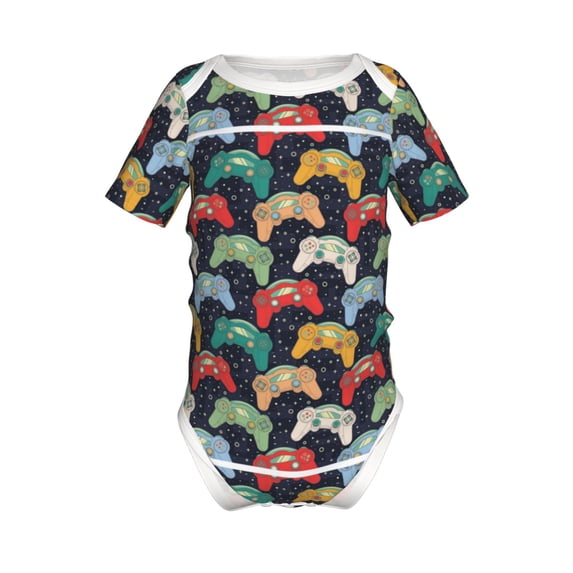 Yiaed Retro Video Game Print Infant Climbing Short Sleeve Onesie One-Piece Baby Bodysuit Clothes 0-12 Months -6 Months