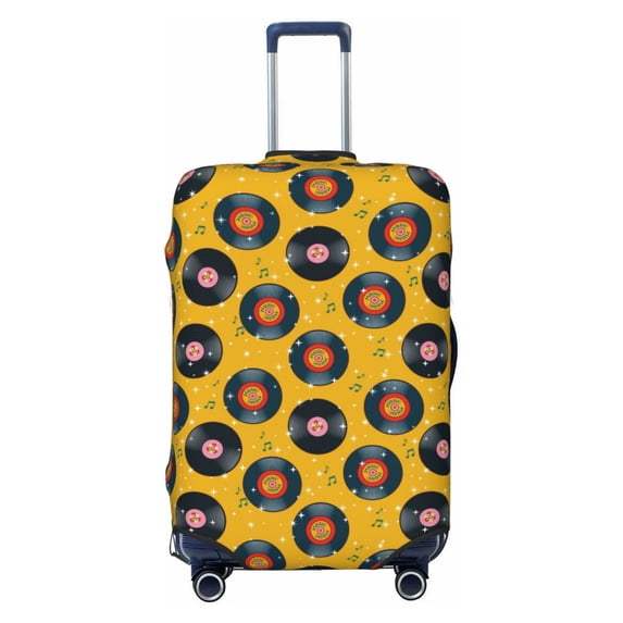 Yiaed Retro Vinyl Records Print Travel Luggage Cover Suitcase Protector Fits 18-32 Inch Luggage Wheel Covers Patterned Elastic Luggage Anti-scratch(No luggage)-Small