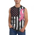 thumbnail image 1 of Yiaed Ribbon Breast Cancer Awareness Print Men's Singlet Vests Summer Running Muscle Tank Tops Gym Undershirt Round Neck Sleeveless for man, 1 of 8