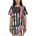 thumbnail image 1 of Yiaed Ribbon Breast Cancer Awareness Print Short Sleeve Pajama Sets for Women Casual Crew Neck 2 Piece Lounge Sets Women's Short-Sleeved Pajama-Large, 1 of 5