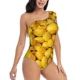 thumbnail image 1 of Yiaed Ripe Yellow Lemon Print Women One Piece Swimsuits Tummy Control One Shoulder Bathing Suits Pattern Ruffle Swimwear-X-Large, 1 of 8
