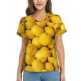 thumbnail image 1 of Yiaed Ripe Yellow Lemon Print Women's T Shirt V-Neck Short Sleeve Shirt Casual Breathable Tee Summer Tops-Large, 1 of 5